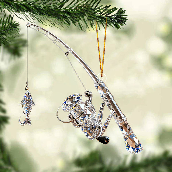 buck with fishing pole christmas ornaments Personalized Fishing Rod Christmas Ornament Gift For Fishing Lover