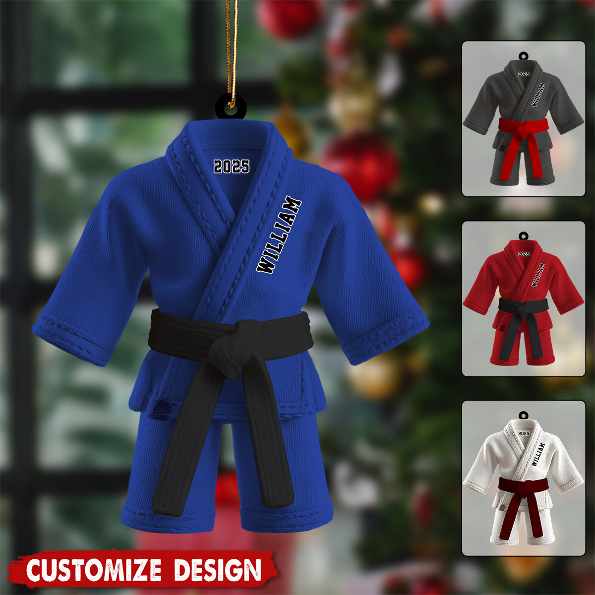 Personalized  Martial Arts Black Belt Karate Gi Christmas Ornament