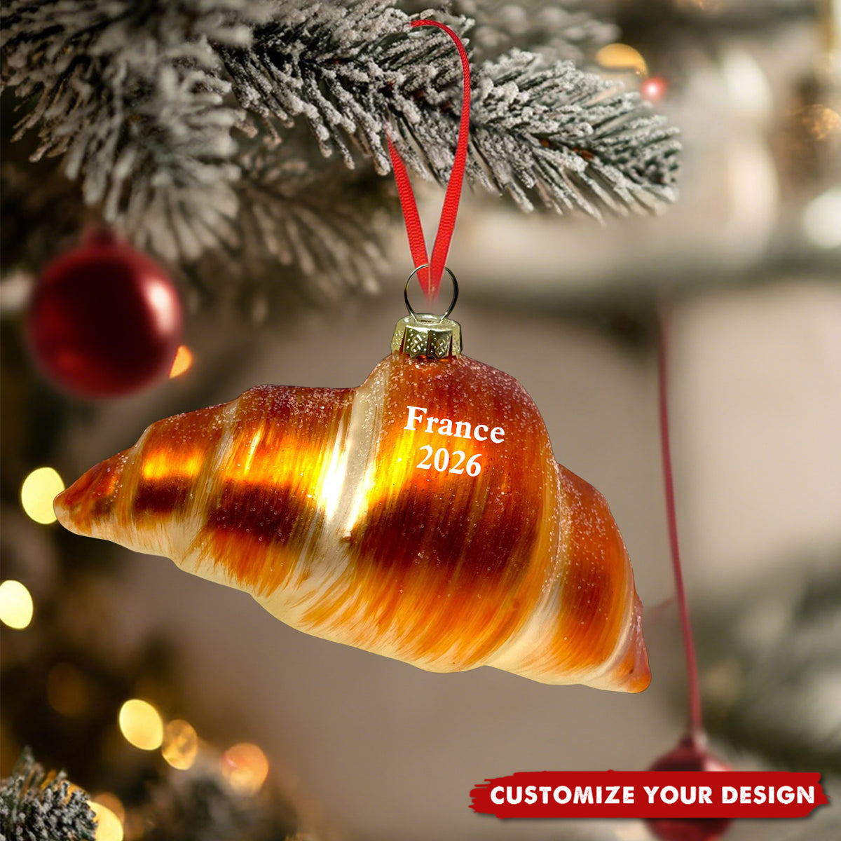 Personalized Croissant Ornament – Foodie Christmas Keepsake 2026