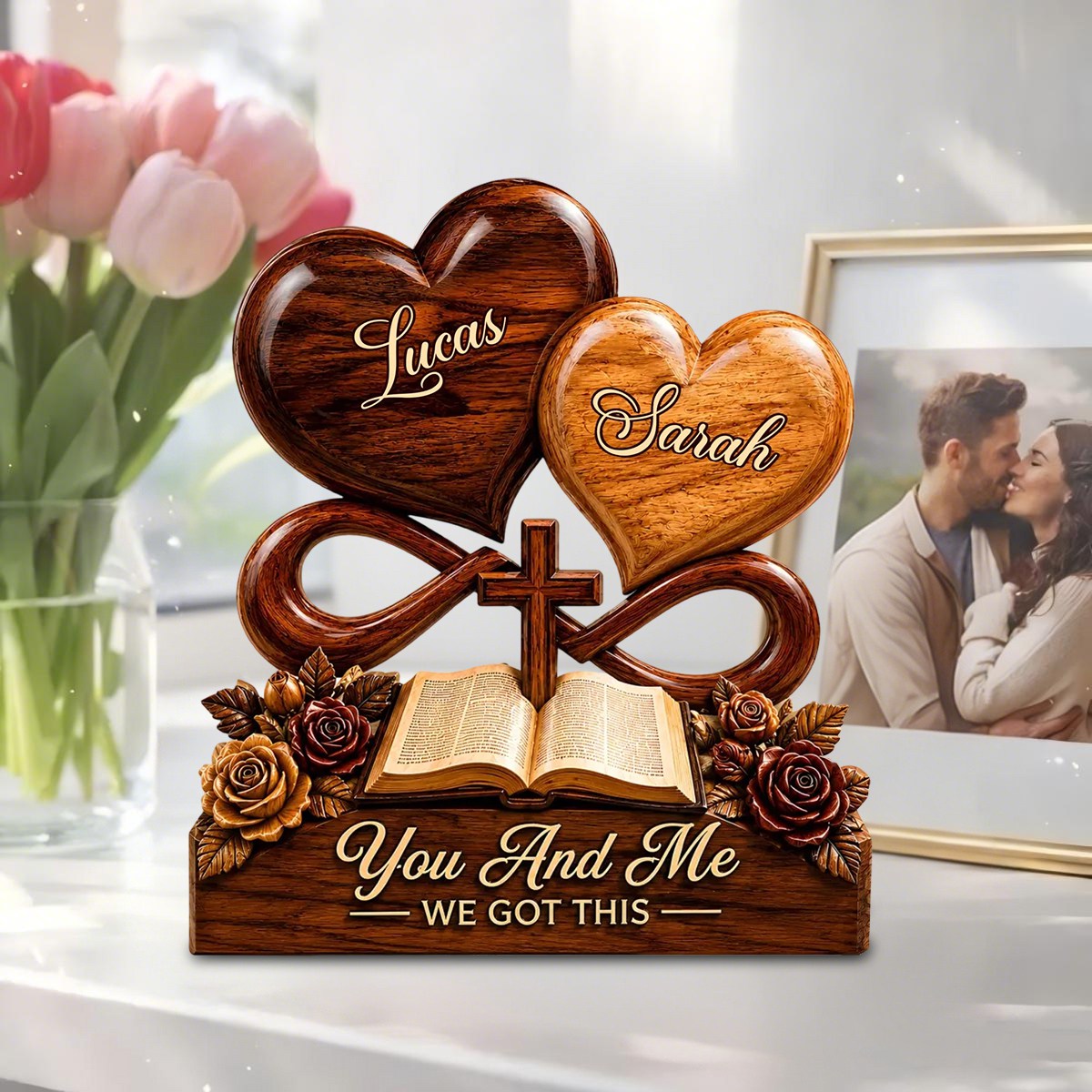 God Blessed Our Love - Personalized Wooden Plaque