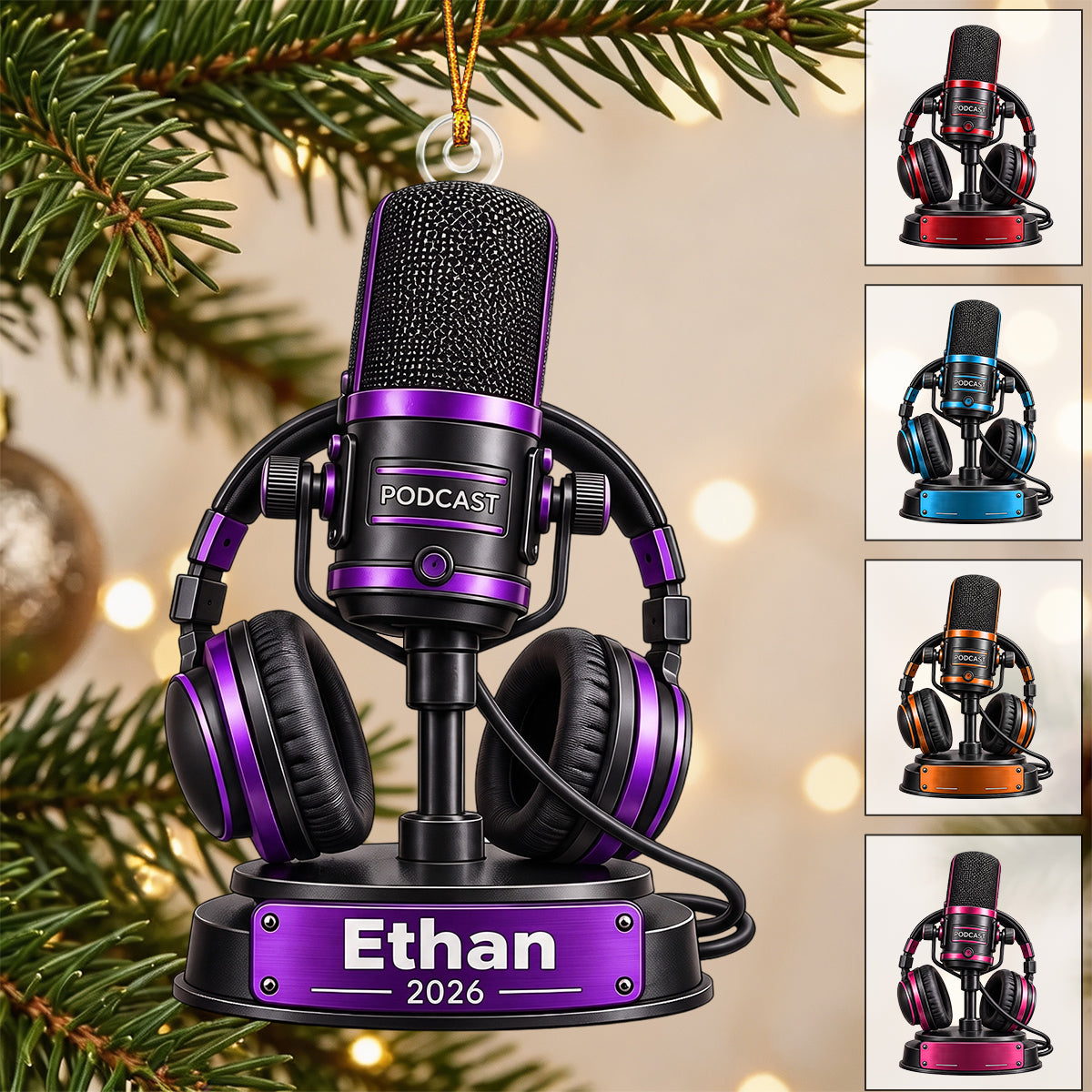 Personalized Podcast Ornament, Podcaster Gift