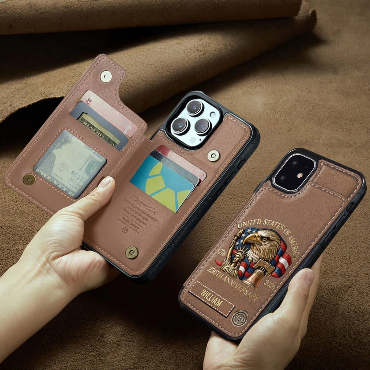 American 250Th Anniversary Personalized Wallet Phone Case