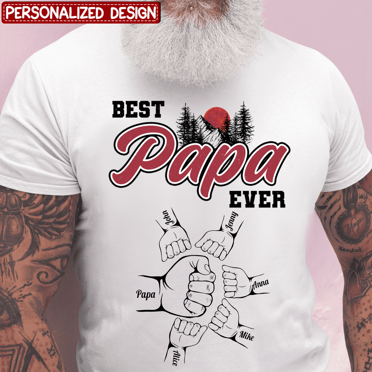 Best Dad Ever Fist Bump Custom Kids&#39; Names - Personalized Shirt