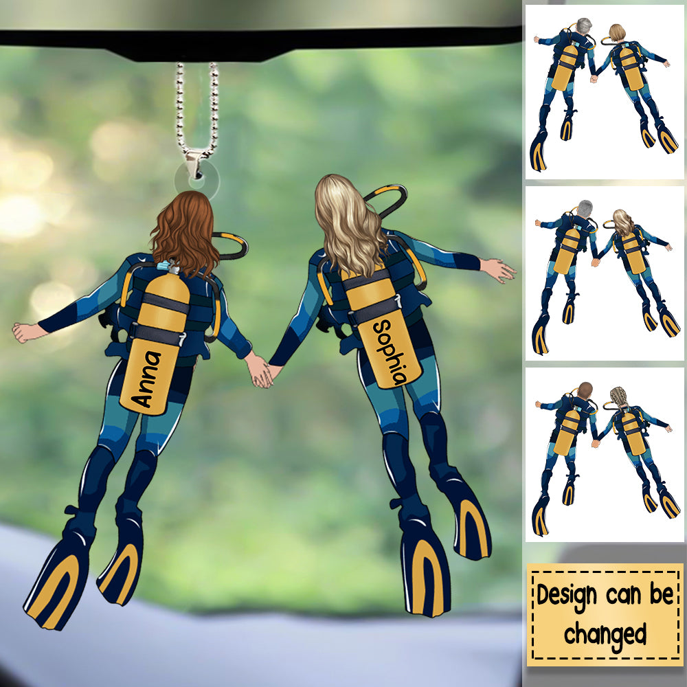 Personalized Scuba Diving Partners / Couples Hanging Ornament