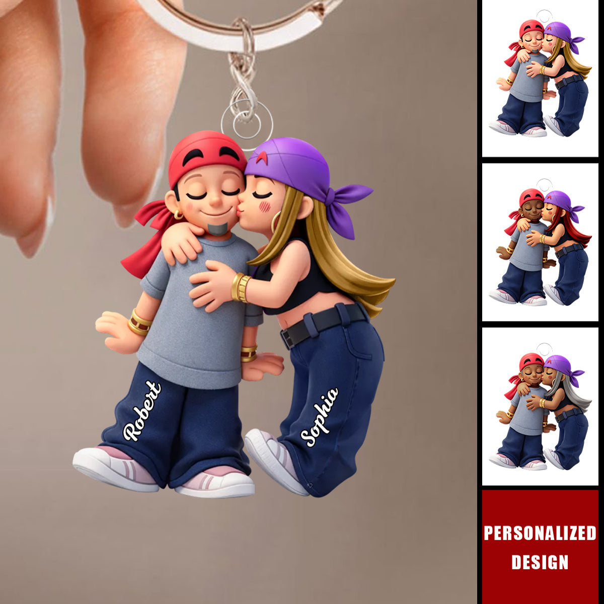 Personalized Y2K Couple Kissing Keychain - Gift for Couple, for Him, for Her
