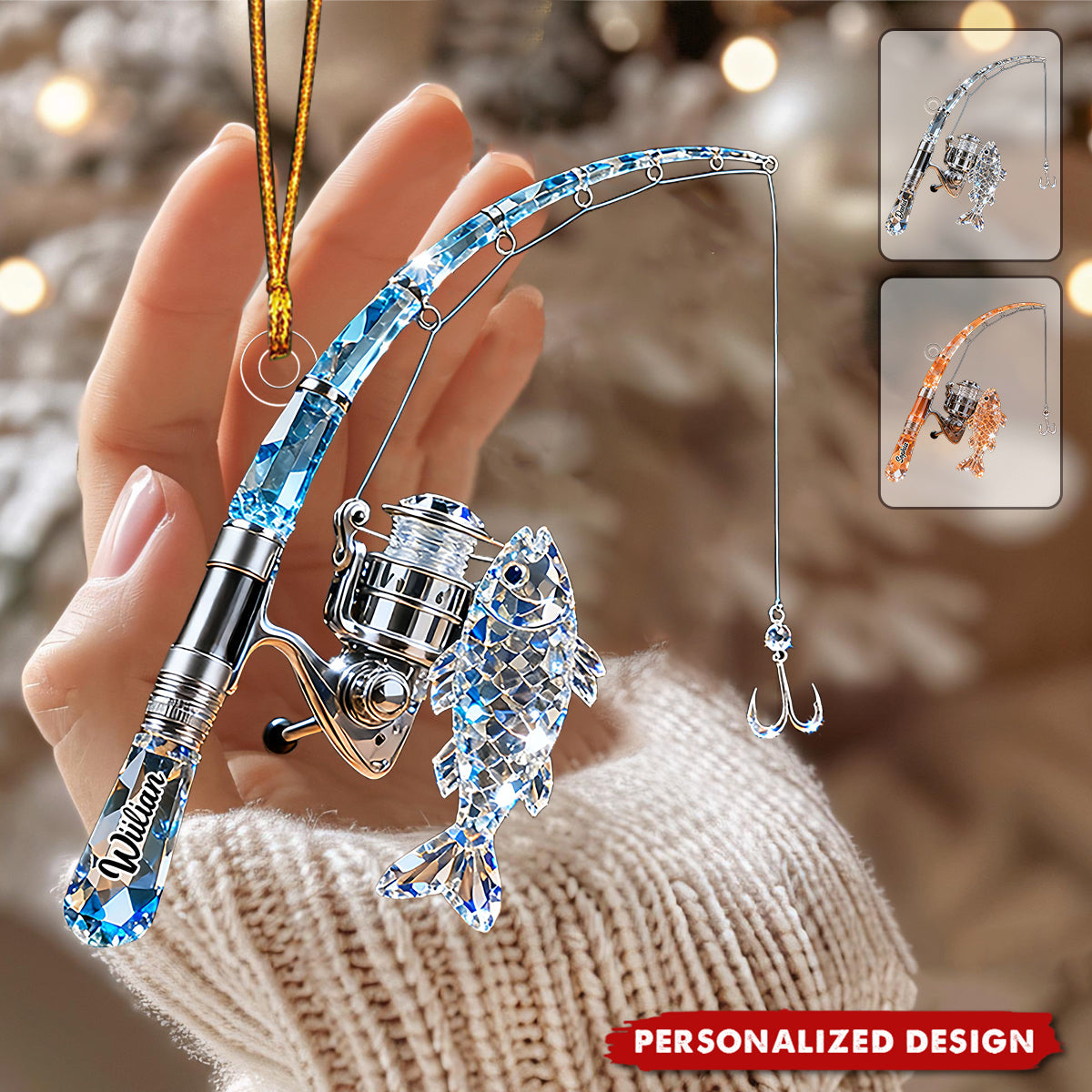 Personalized Fishing Rod Ornament Gift For Fishing Lover