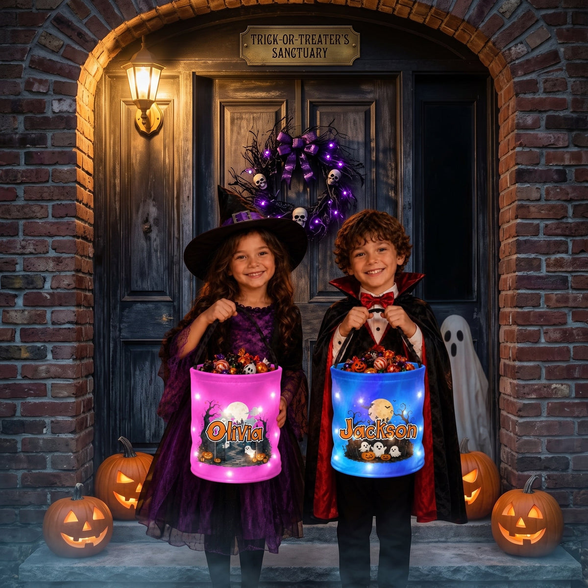 Custom LED Light Bucket Bag - Personalized Halloween Birthday Gifts For Kids