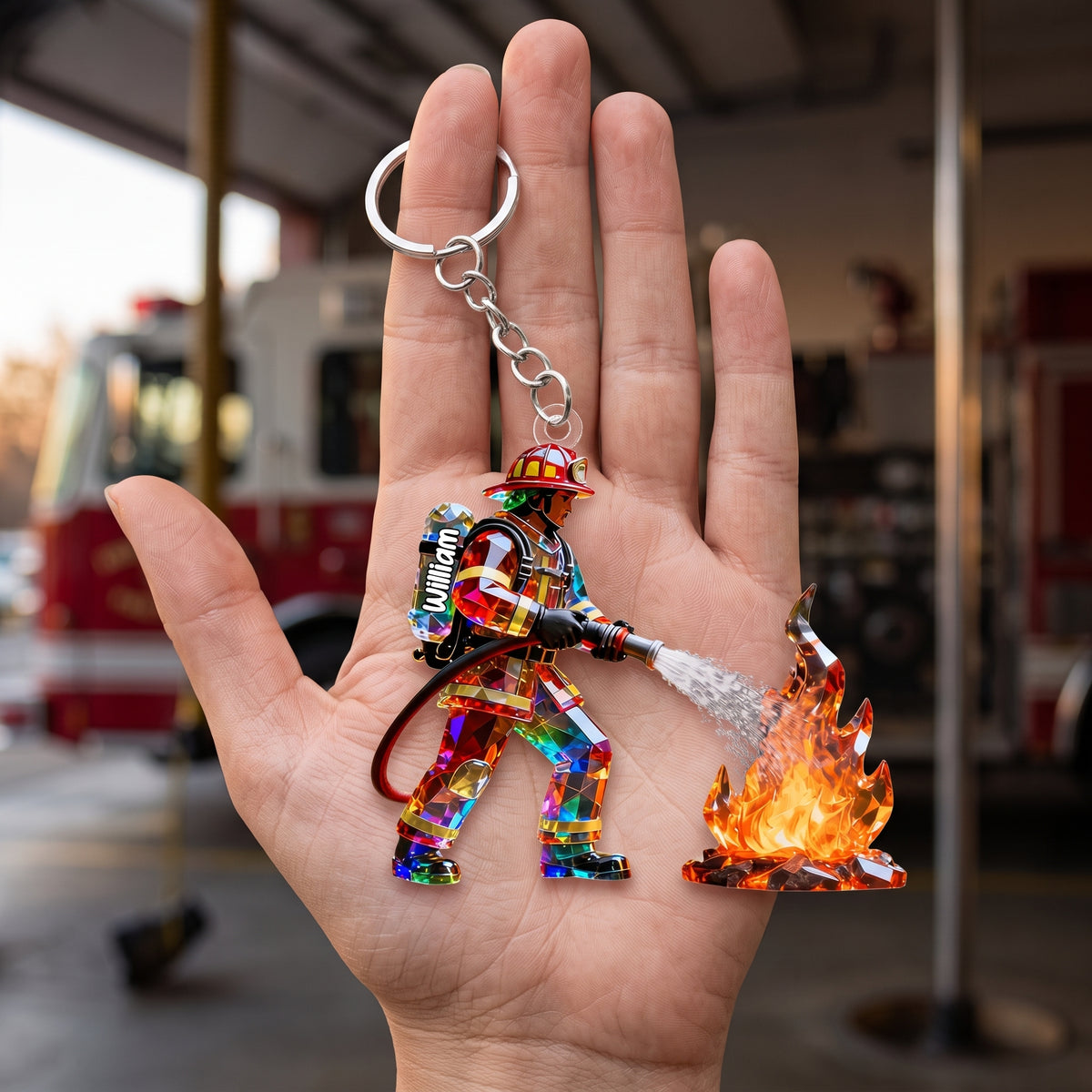 Proud Firefighter - Personalized Firefighter Acrylic keychain