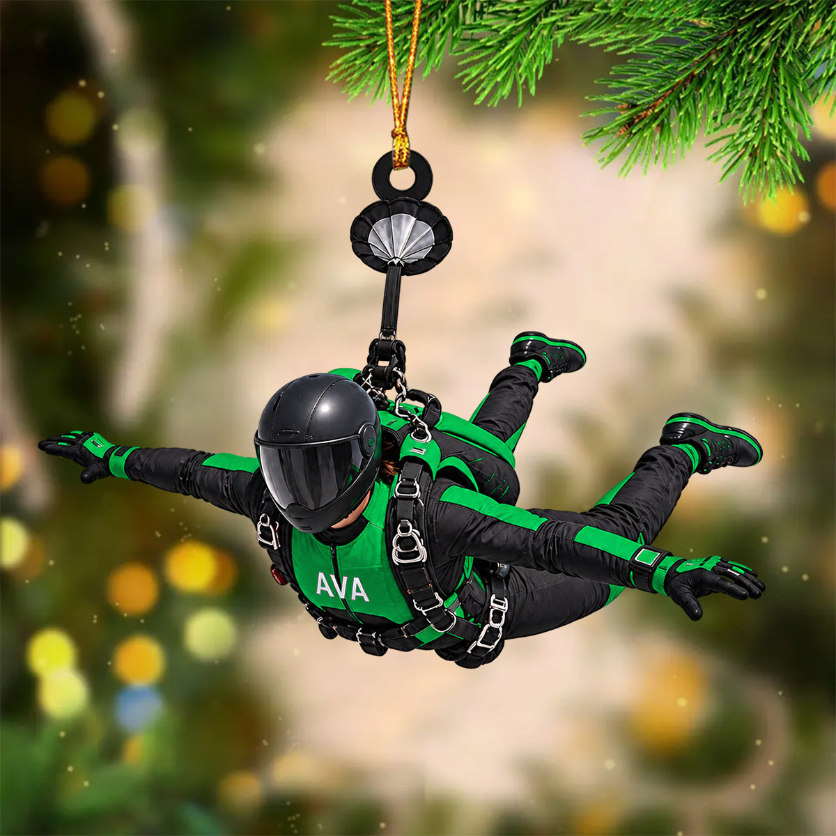Personalized Custom Skydiver Christmas Ornament, Gift For Parachutist