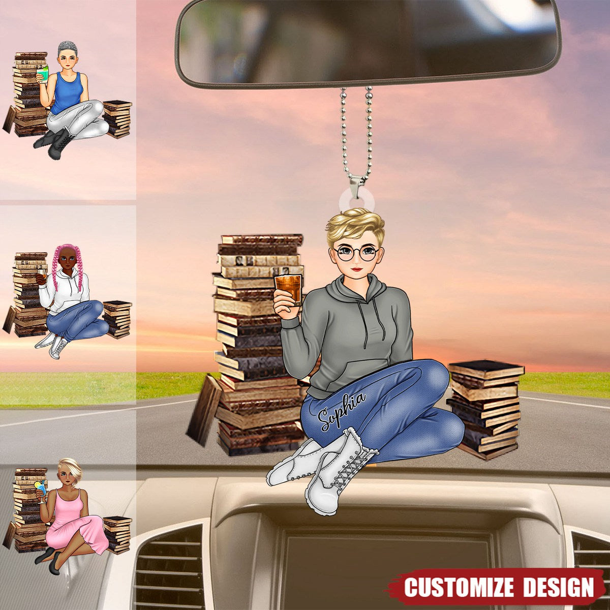 Personalized Cartoon Just A Girl Who Loves Books Ornament- Gift For Reading Lovers