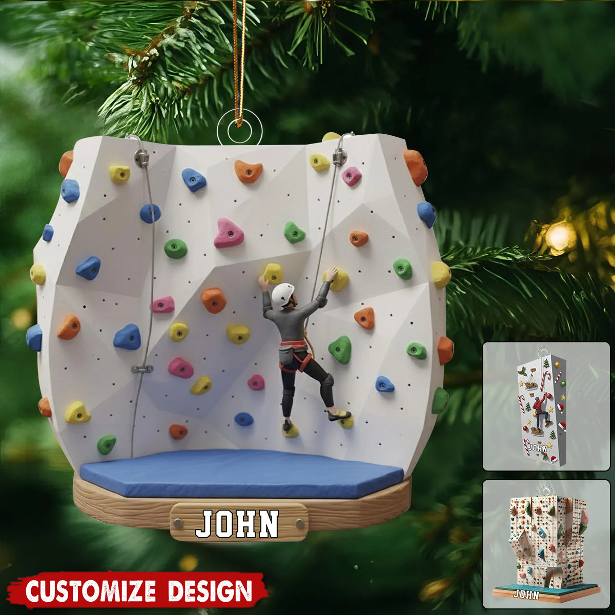 Personalized Rock Climbing Christmas Ornament – Gift for Athletes &amp; Adventure Lovers