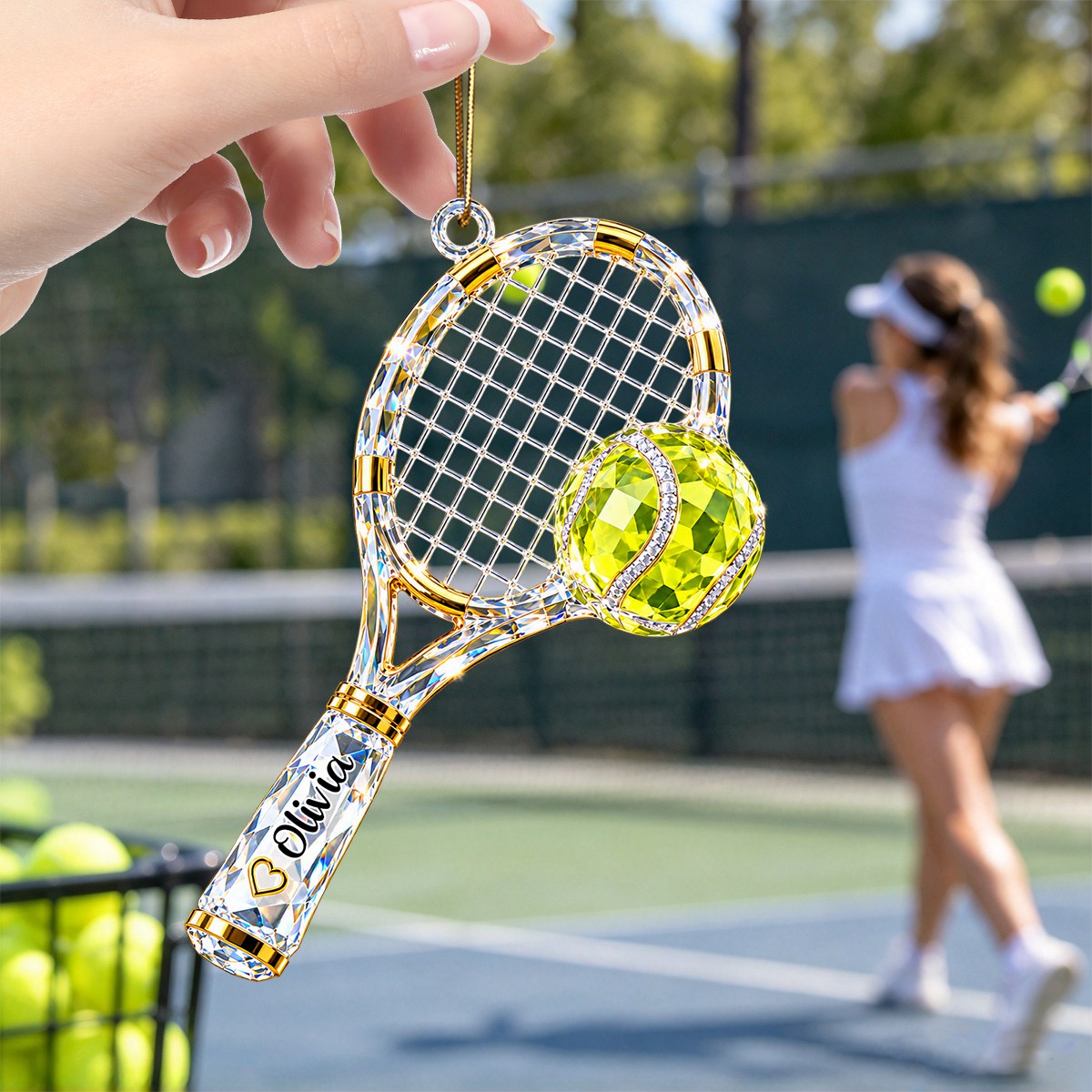Personalized Custom Name Tennis Ball Ornament, Tennis Player Holiday Gift