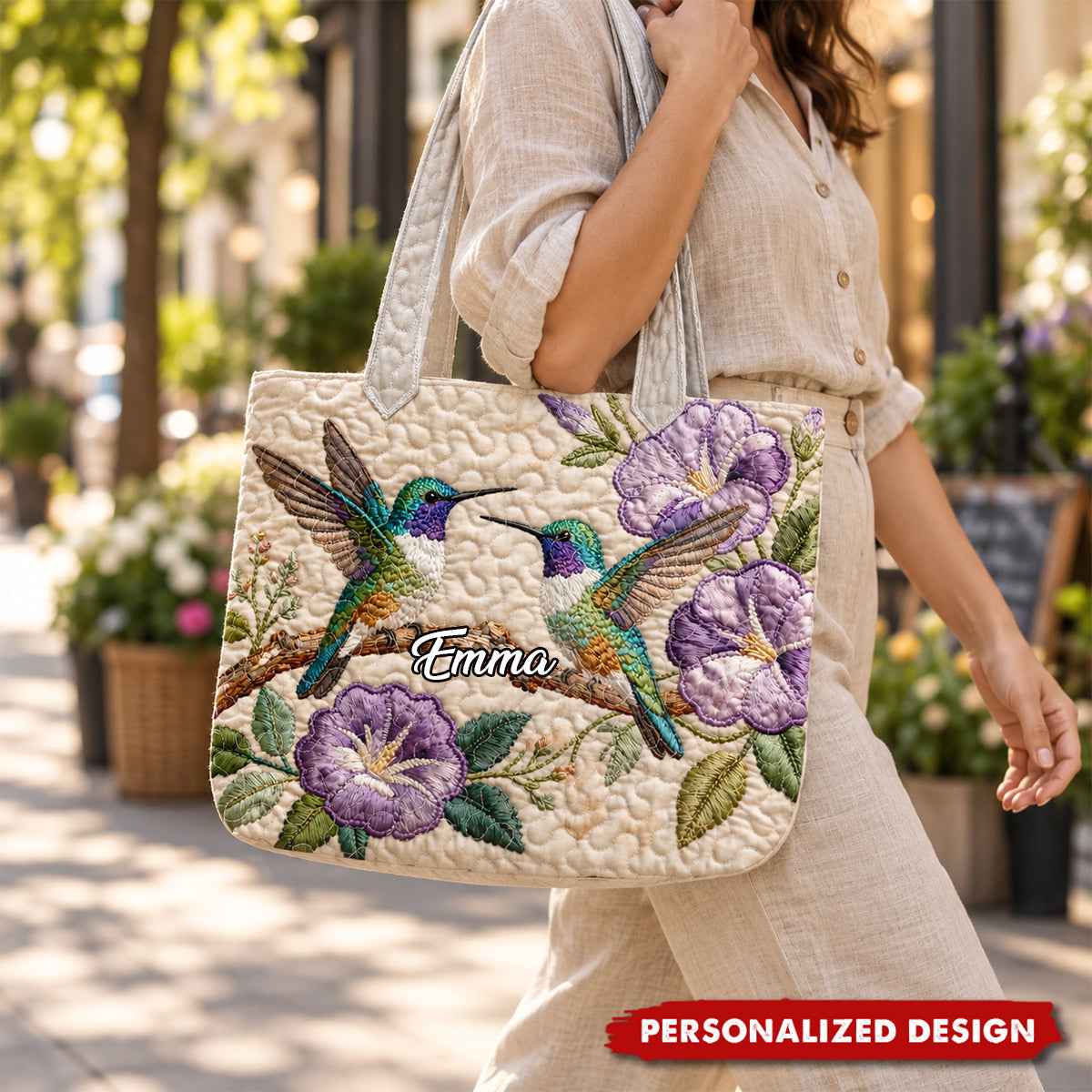 Personalized Hummingbird Handbag, Hummingbird Lover Bag Gift