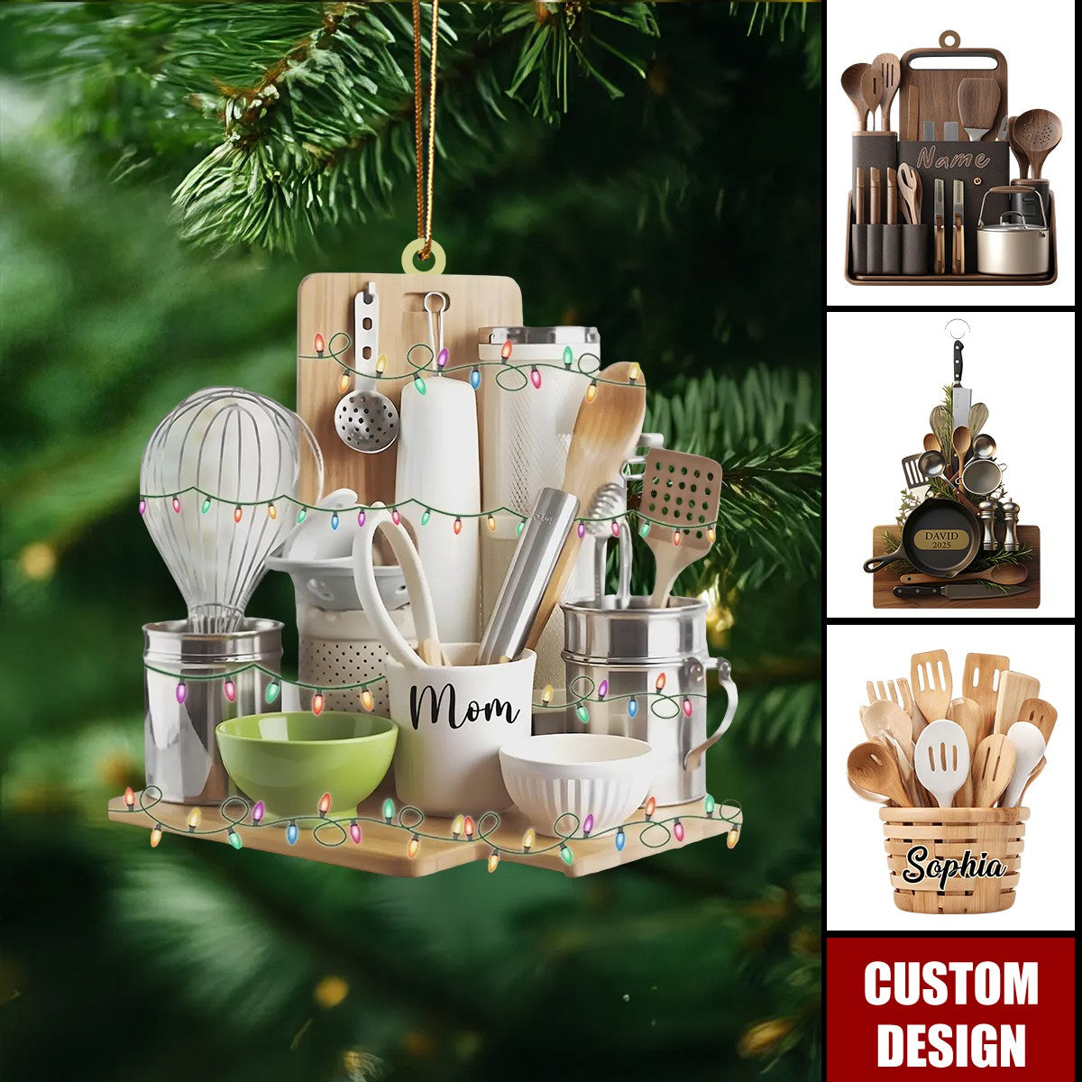 Personalized Kitchen Utensils Christmas Ornament - Gift For Food Lovers