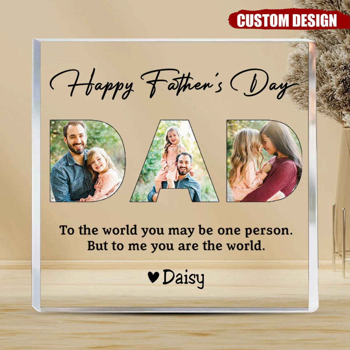 Dad, To Me You Are The World - Personalized Custom Square Shaped Acrylic Plaque - Gift For Dad, Father&#39;s Day Gift