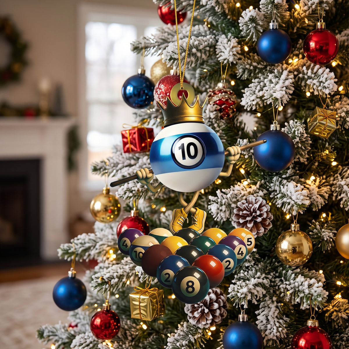 Personalized King of Billiards Acrylic Ornament - Custom Christmas Keepsake Gift for Pool Players