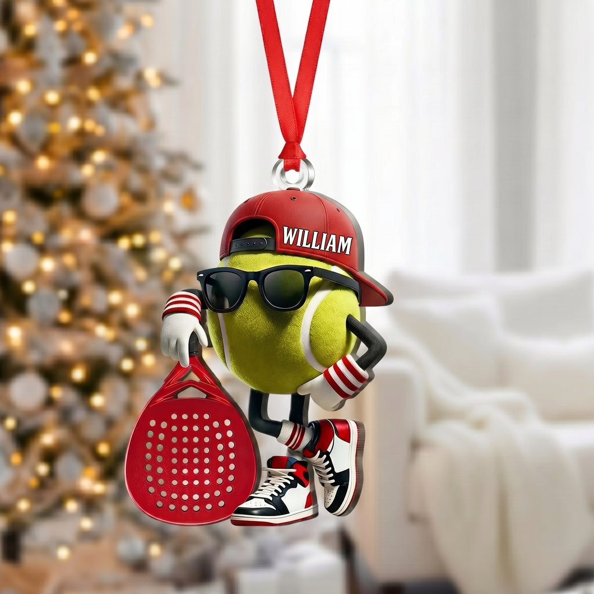 Personalized Cute Tennis Mascot Ornament, Gift for Tennis Lover