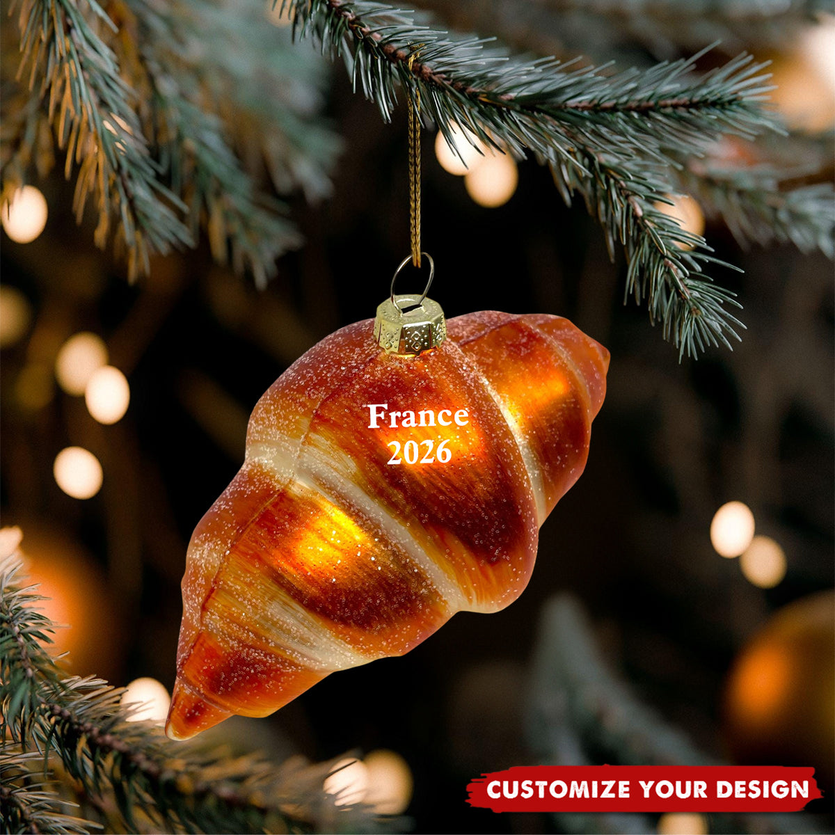 Personalized Croissant Ornament – Foodie Christmas Keepsake 2026