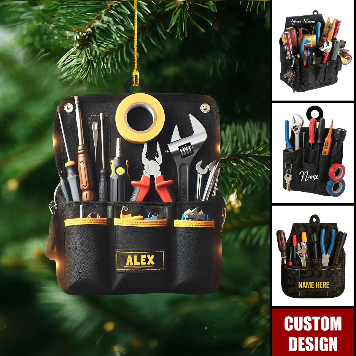 Personalized Electrician Tool Bag Christmas Ornament - Gift For Electrician, Electrician Lover Gift