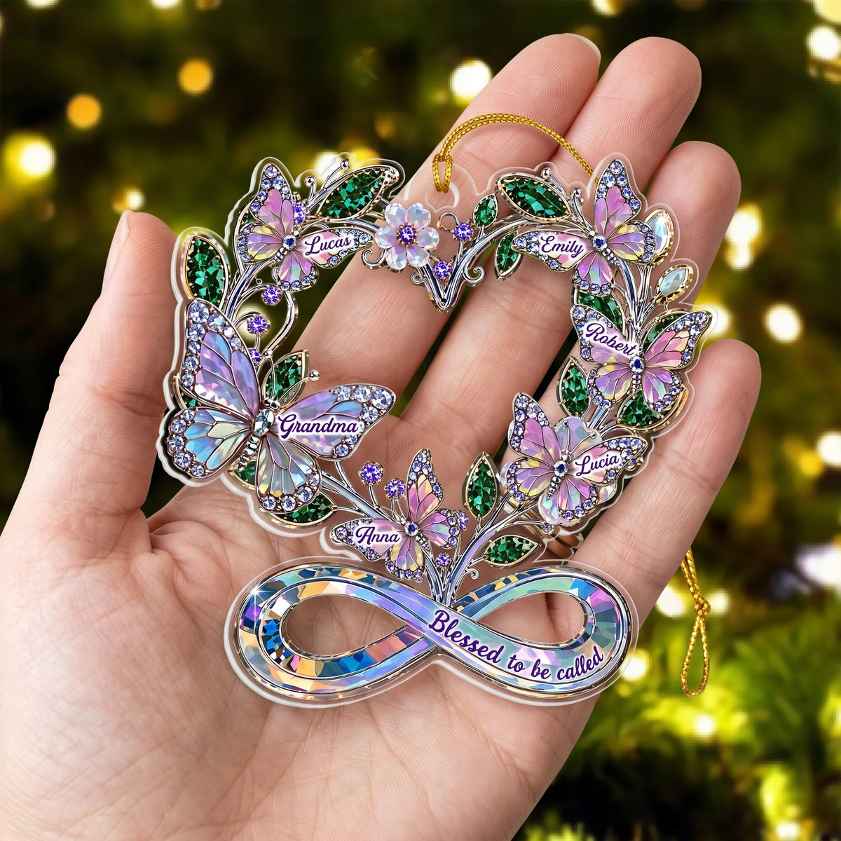 Stunning Butterflies Blessed To Be Called Grandma - Personalized Acrylic Ornament