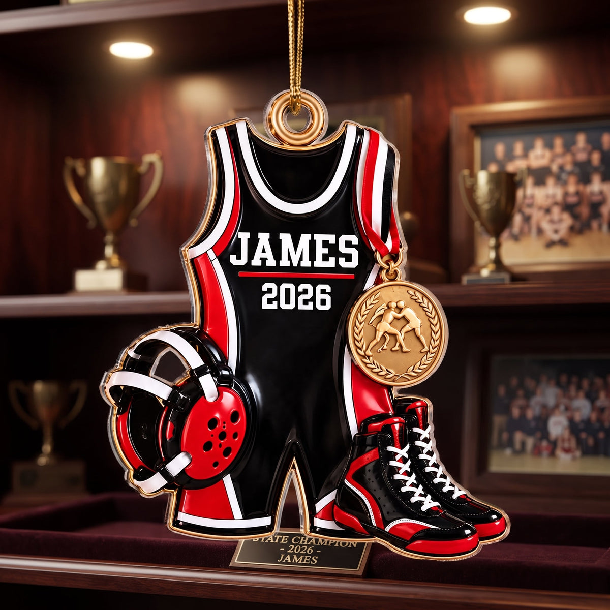 Personalized Wrestling Things Acrylic Ornament, Wrestling Lovers Gift