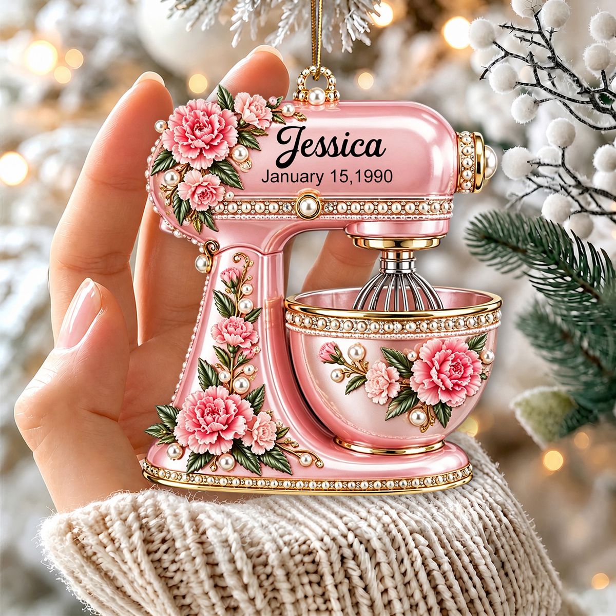Birth Month Flower Baking Mixer Ornament - Personalized Christmas Gifts For Baking Lovers