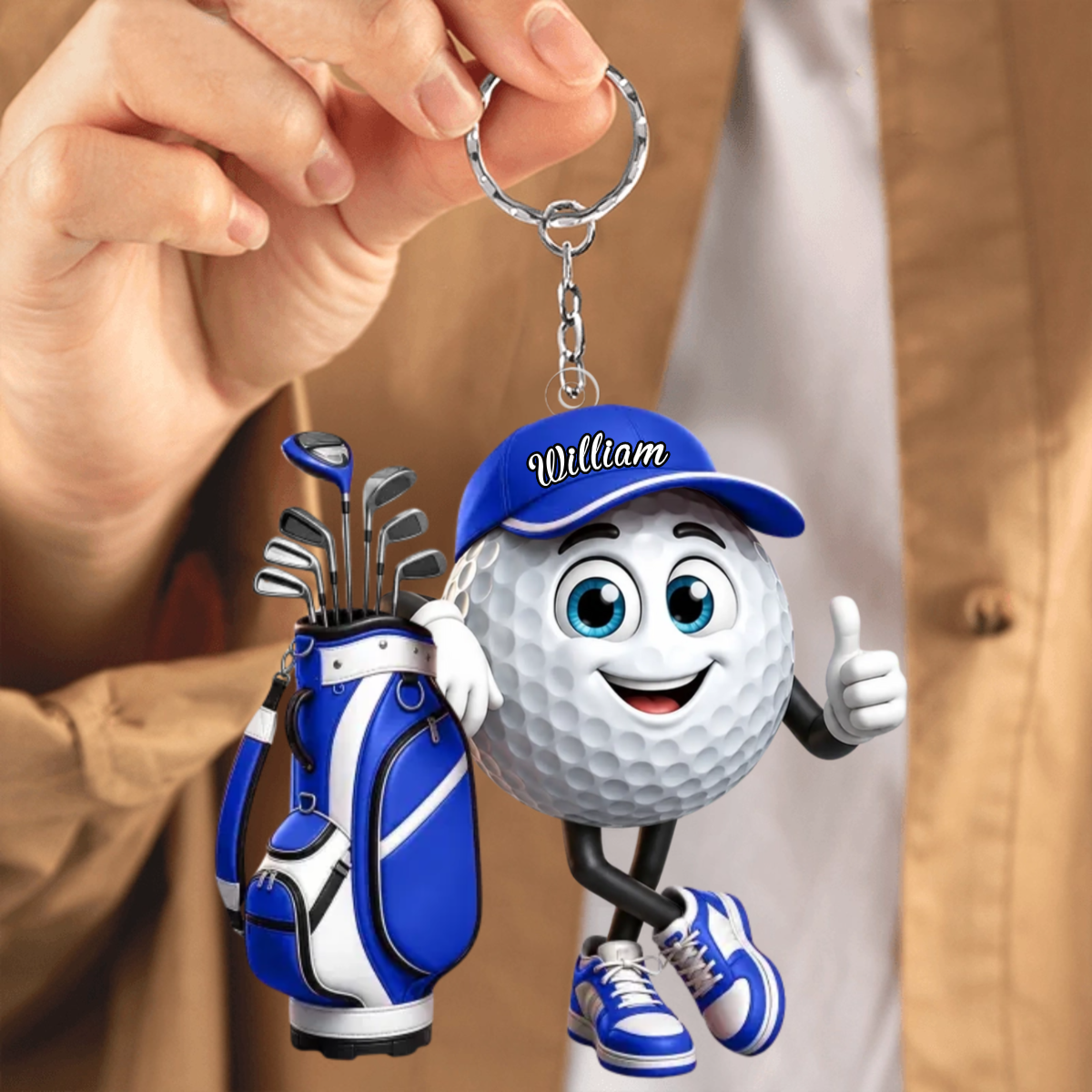 Personalized Cute Golf Shaped Mascot Keychain - Personalized Birthday Gifts For Golf Lovers, Sports Fans, Sports Lovers - Swing With Confidence