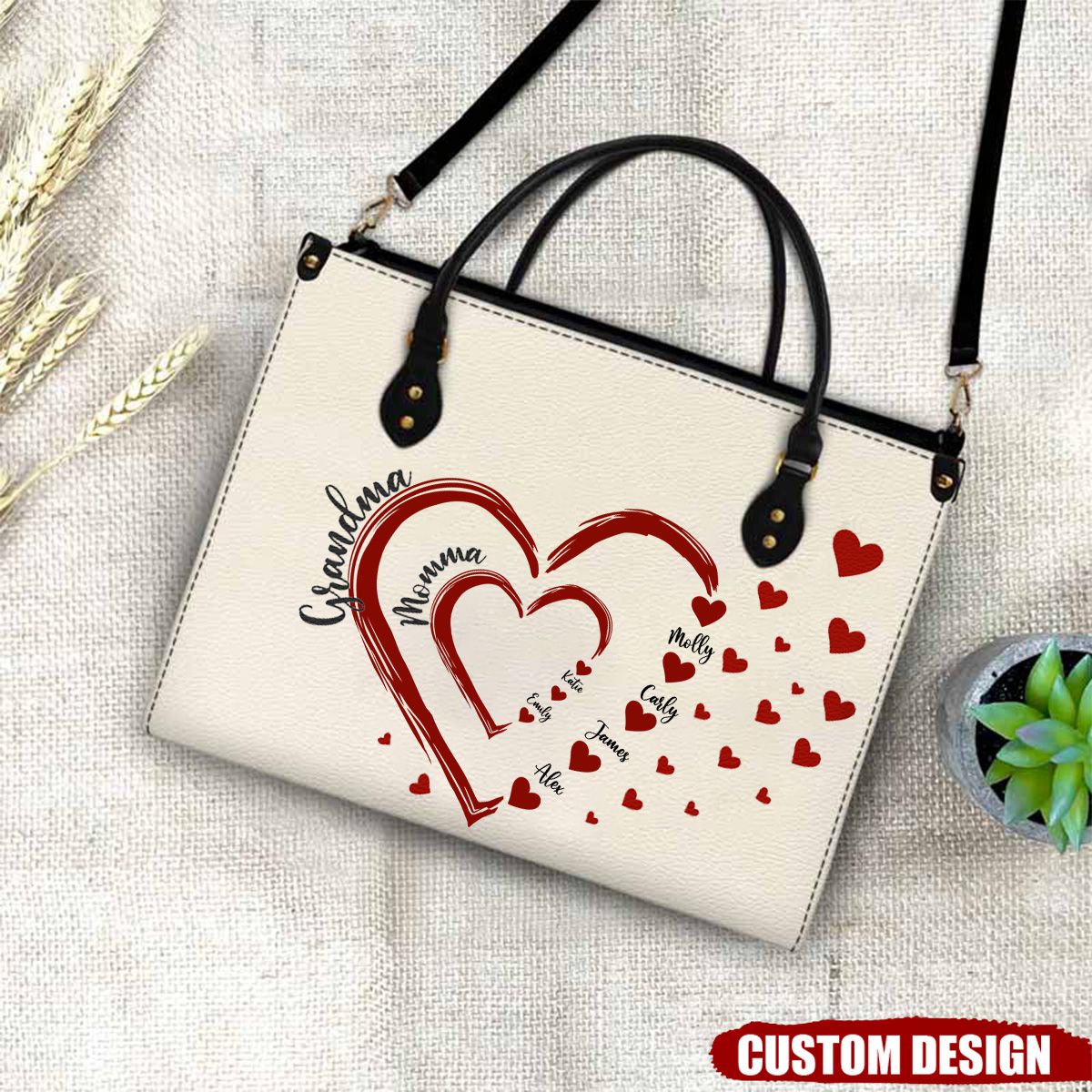 Mom&#39;s Grandma&#39;s Sweethearts - Gift For Mother, Grandmother - Personalized Leather Bag