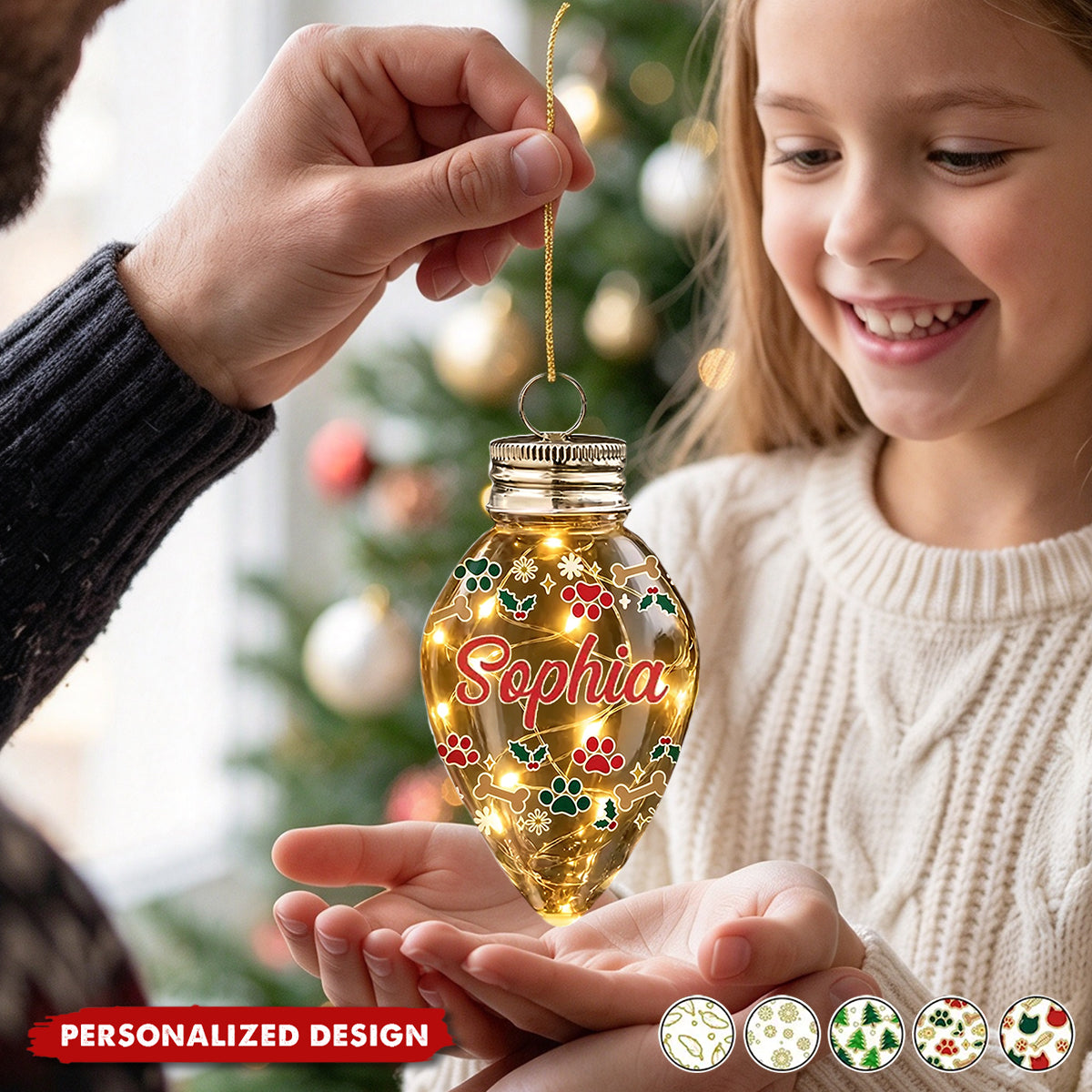 Christmas Decoration For Family - Personalized Ornament With Name Chili Bulb LED Light