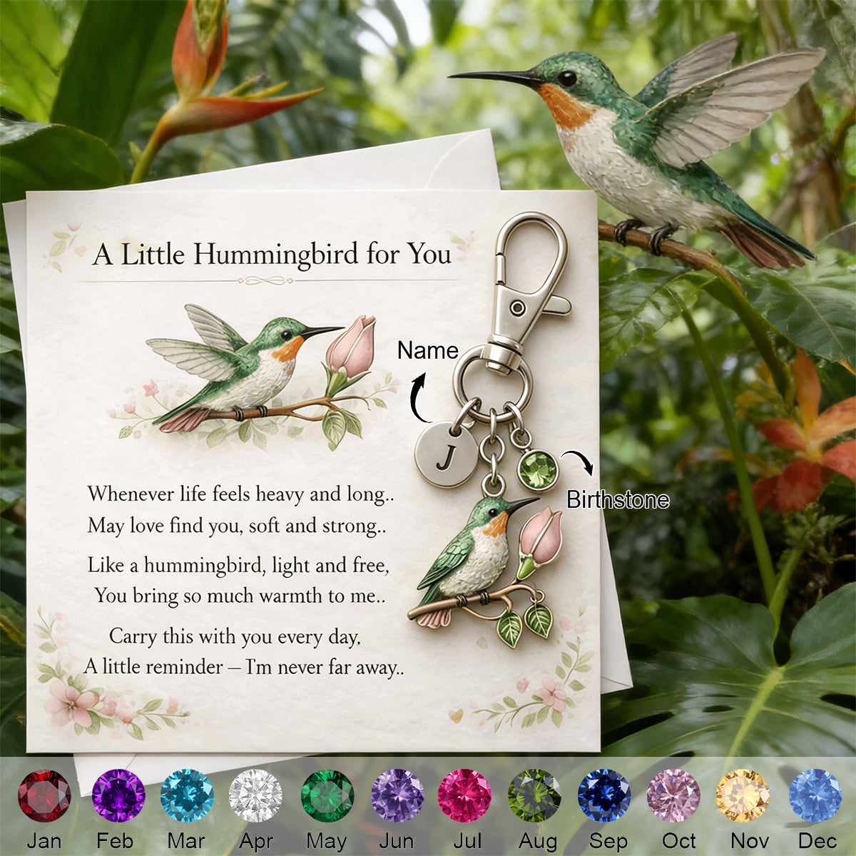 A Little Hummingbird for You keychain - Personalized Filled with Love &amp; Comfort Keychain - Mother’s Day Gift