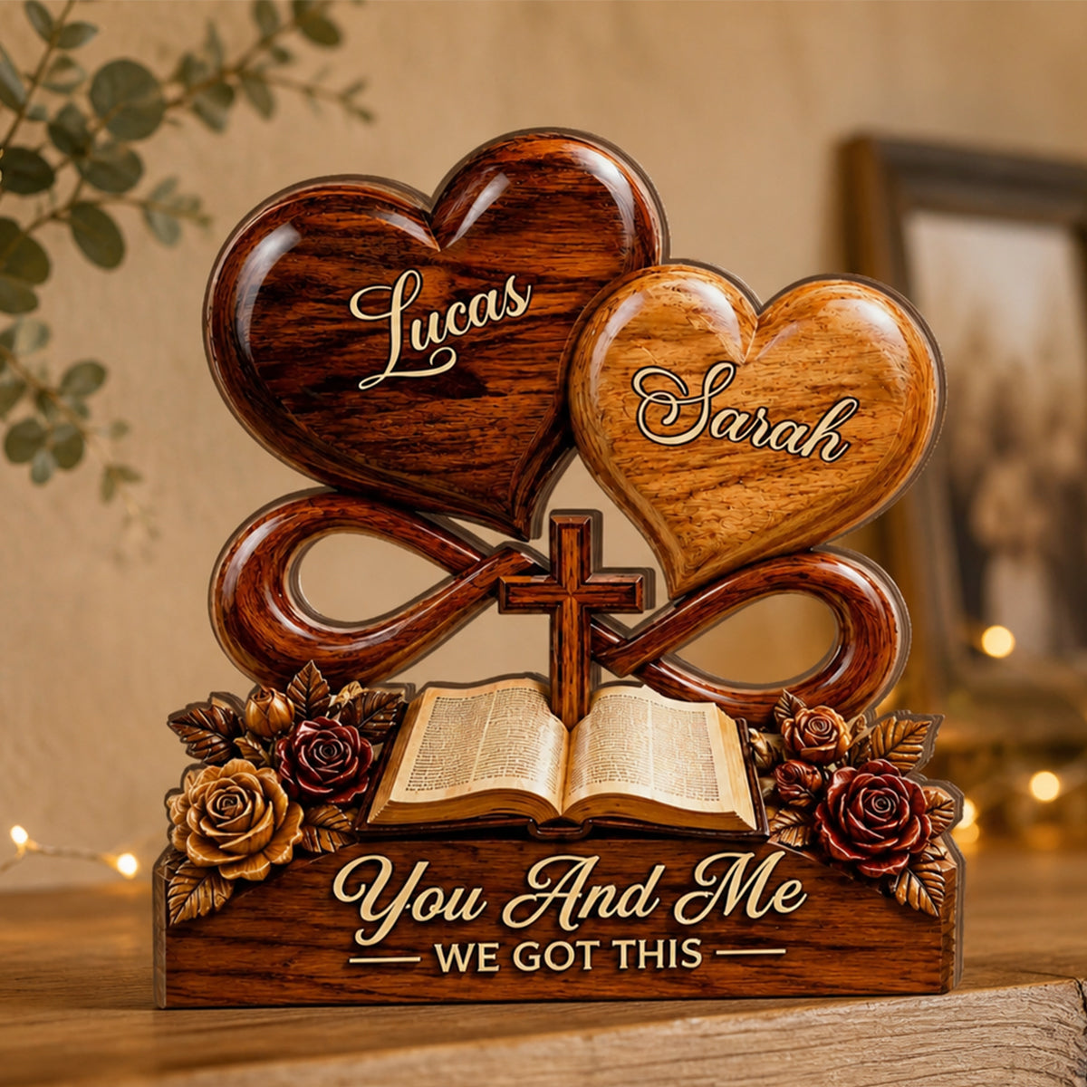 God Blessed Our Love - Personalized Wooden Plaque
