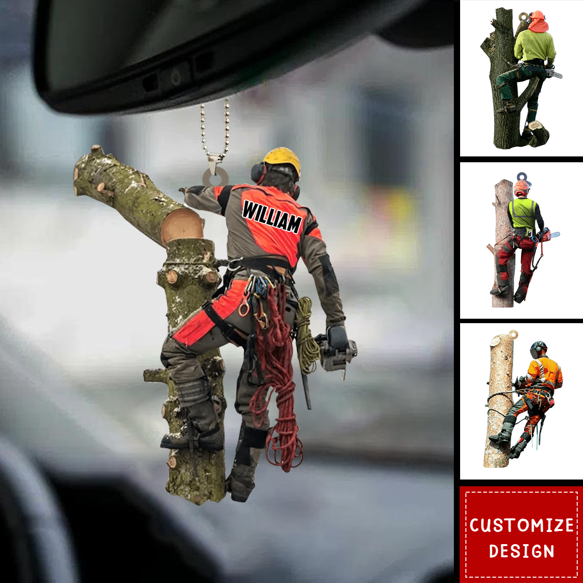 Personalized Arborist Car Hanging Ornament