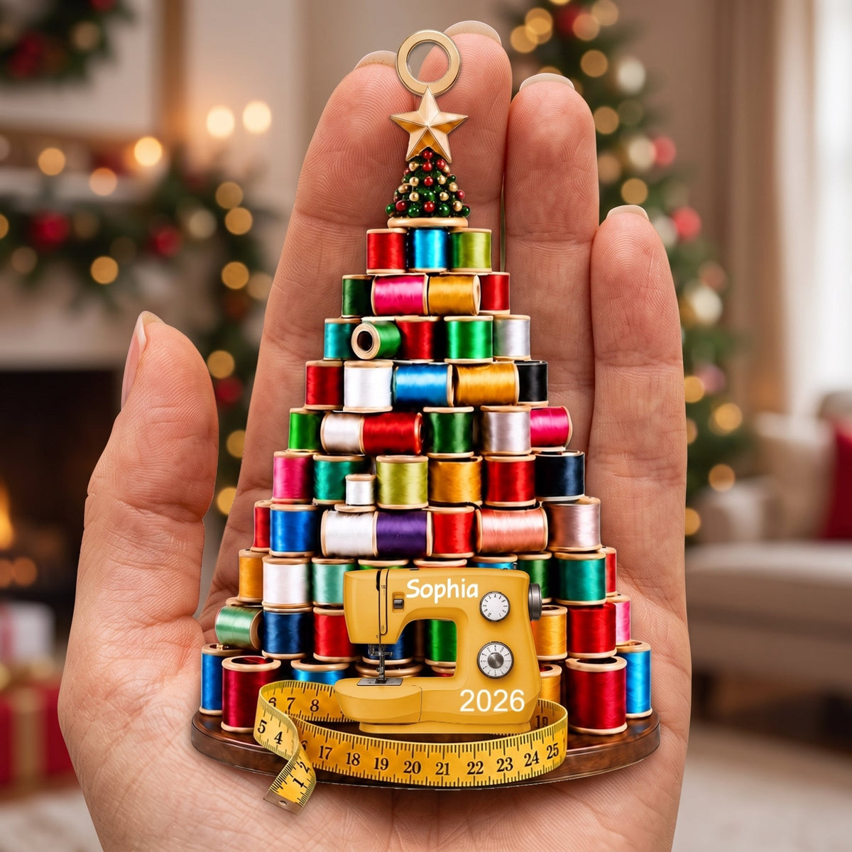 Custom Name &amp; Sewing Machine Christmas Gift For Sewing Lover, Tailor - Personalized Ornament
