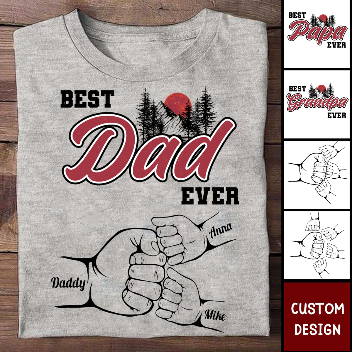 Best Dad Ever Fist Bump Custom Kids&#39; Names - Personalized Shirt