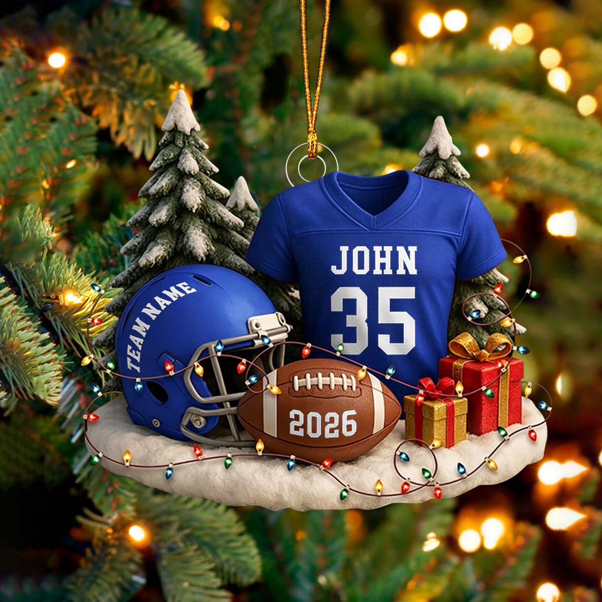 Personalized Football Ornament 2026，Custom Jersey &amp; Helmet Keepsake