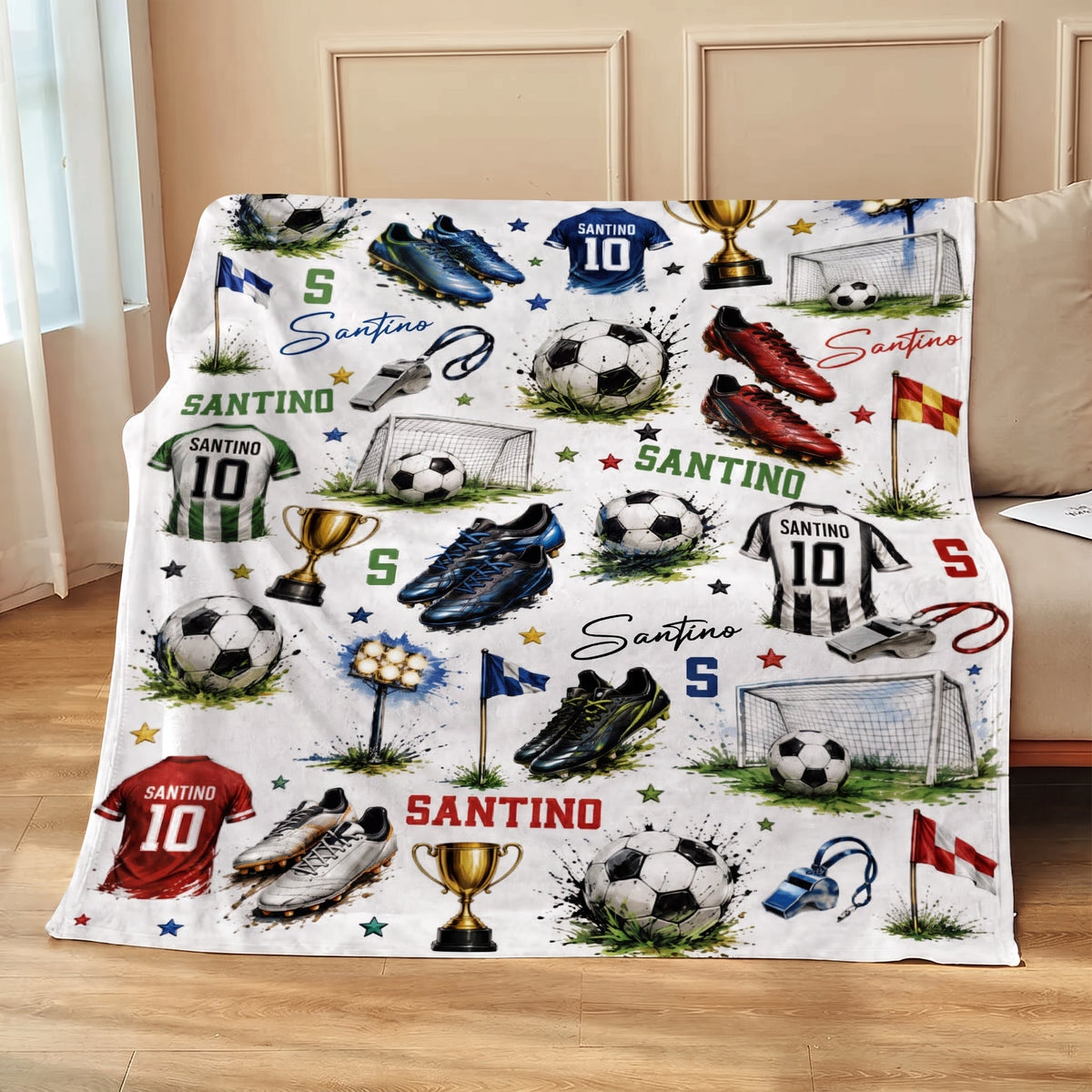 Personalized Soccer Blanket with Name