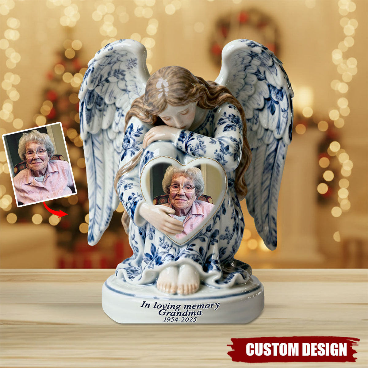 In Loving Memory Toile De Jouy Angel - Personalized Memorial Acrylic Plaque