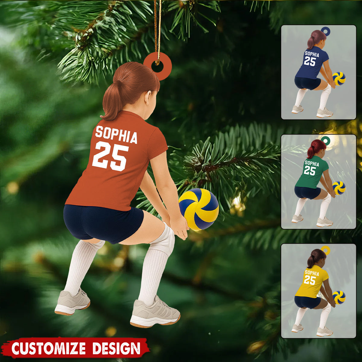 Personalized Kid Volleyball Player Ornament