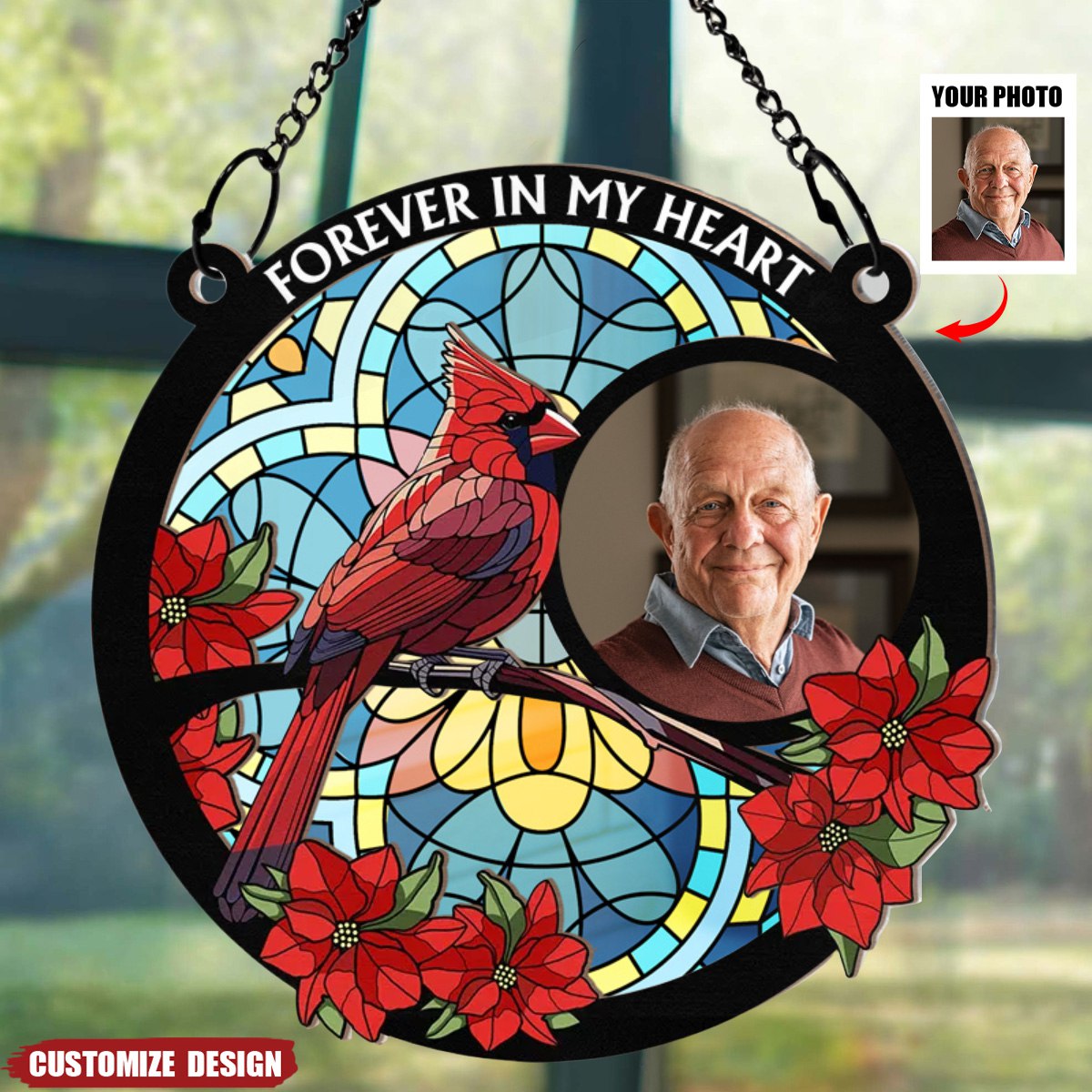 Custom Photo I&#39;m Always With You Memorial - Personalized Window Hanging Suncatcher Ornament