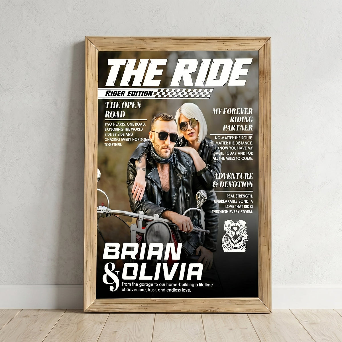 Personalized Motorcycle Magazine Cover Poster - Biker Couple Gift for Anniversary
