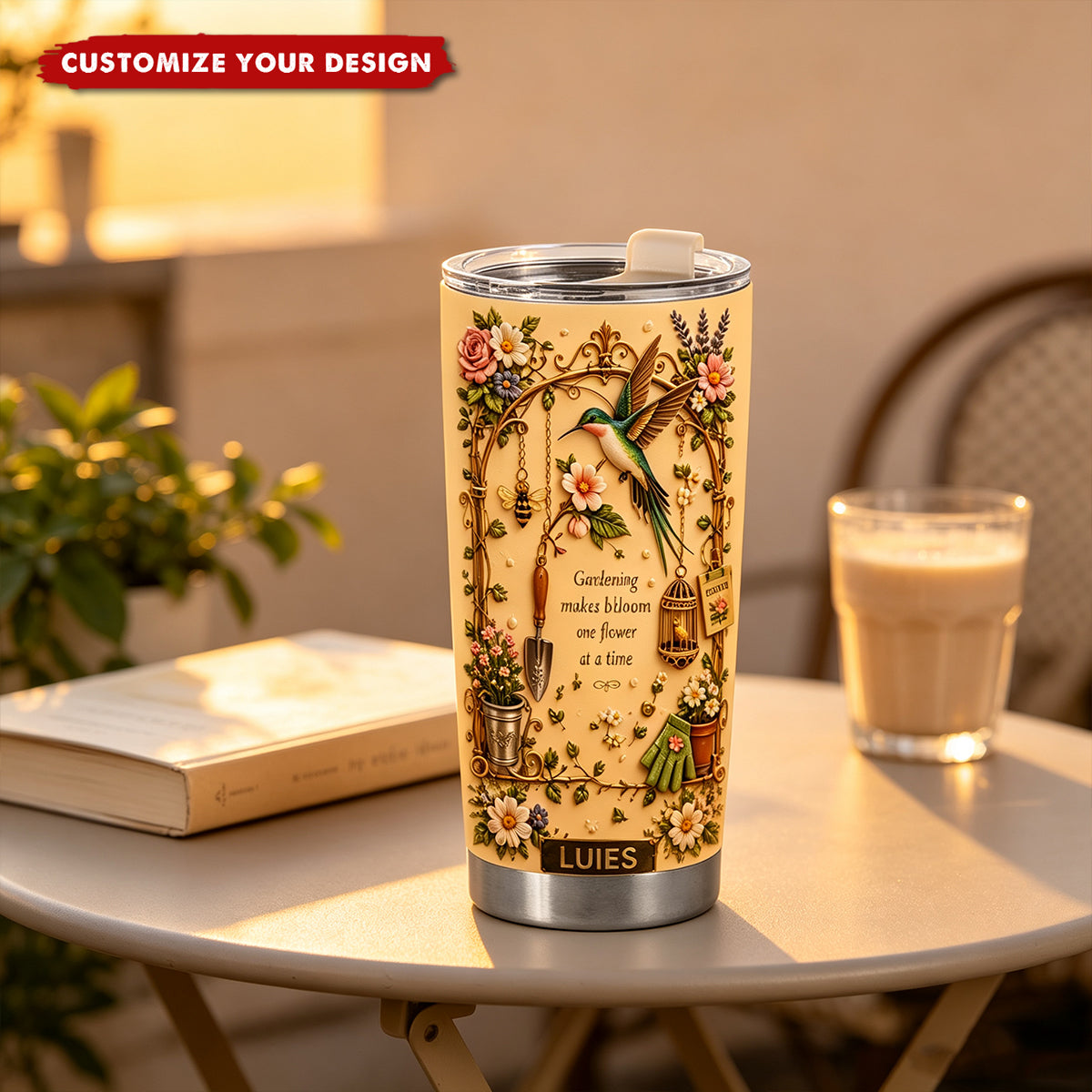 Personalized Gardening Hummingbirds&amp;flowers Tumbler