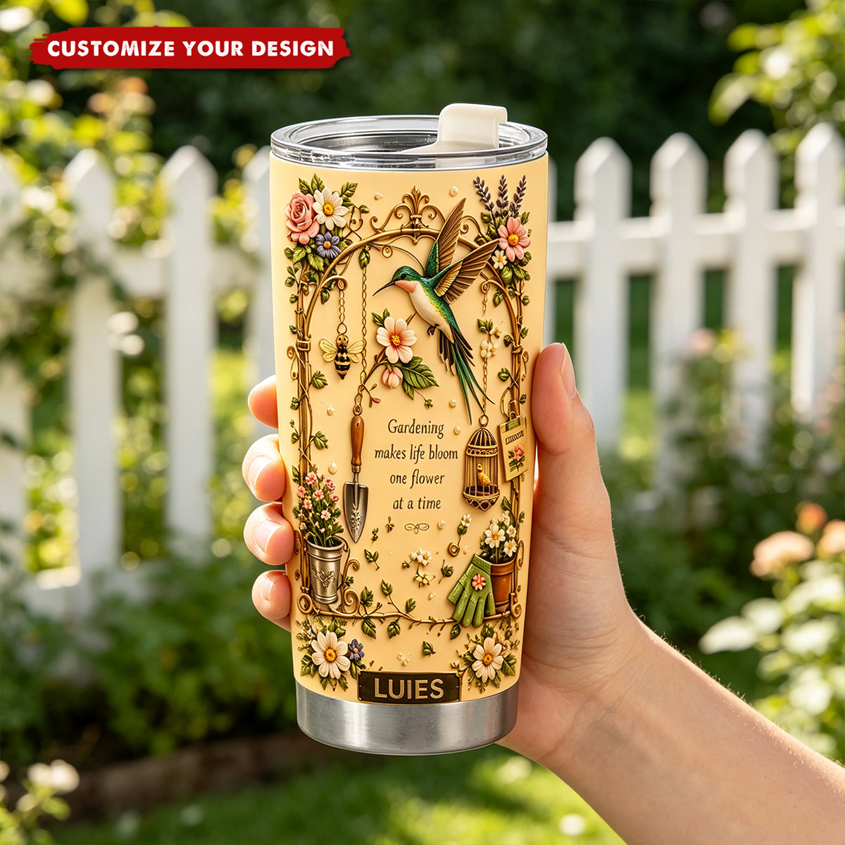 Personalized Gardening Hummingbirds&amp;flowers Tumbler