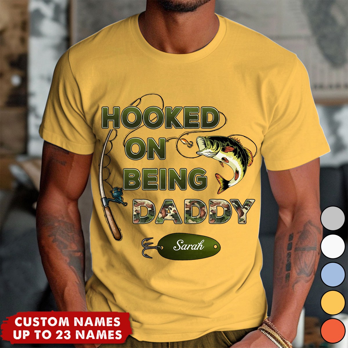 Hooked On Being Grandpa Fishing Camouflage - Personalized Shirt - Father&#39;s Day Gift For Grandpa/Dad/Husband
