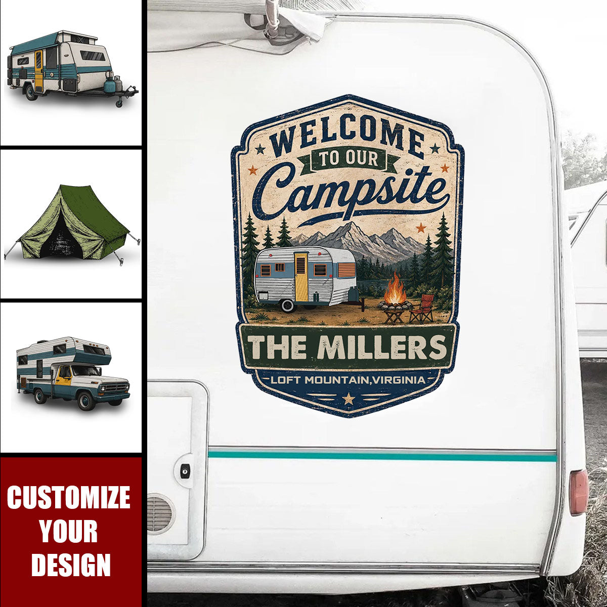 Custom Camper Sticker with Name &amp; Location - Personalized Adventures RV Decal - Sleep Under The Stars