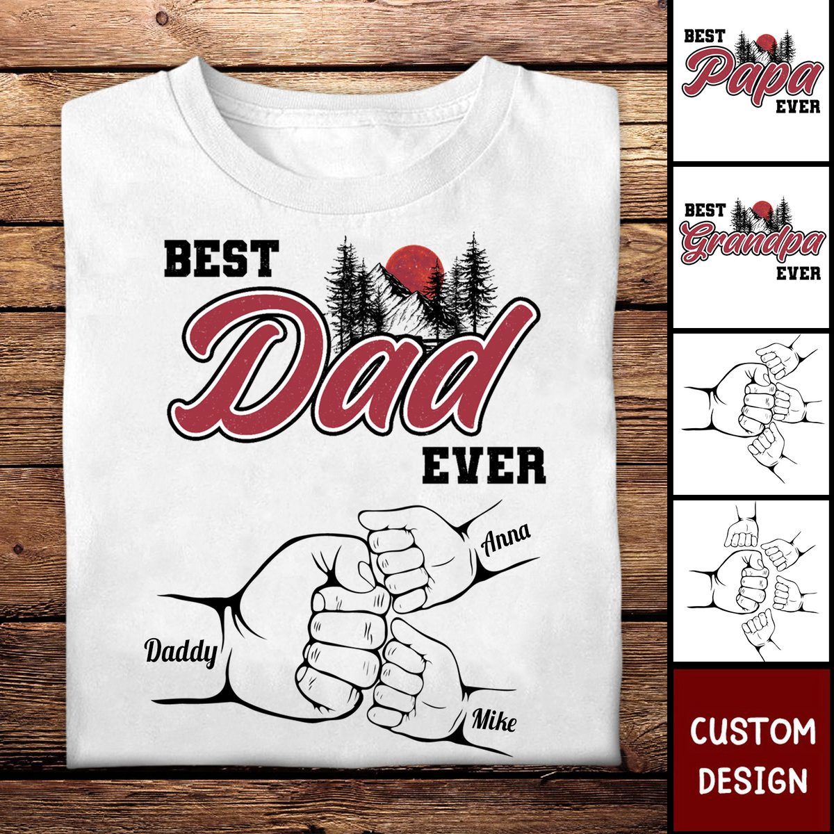 Best Dad Ever Fist Bump Custom Kids&#39; Names - Personalized Shirt
