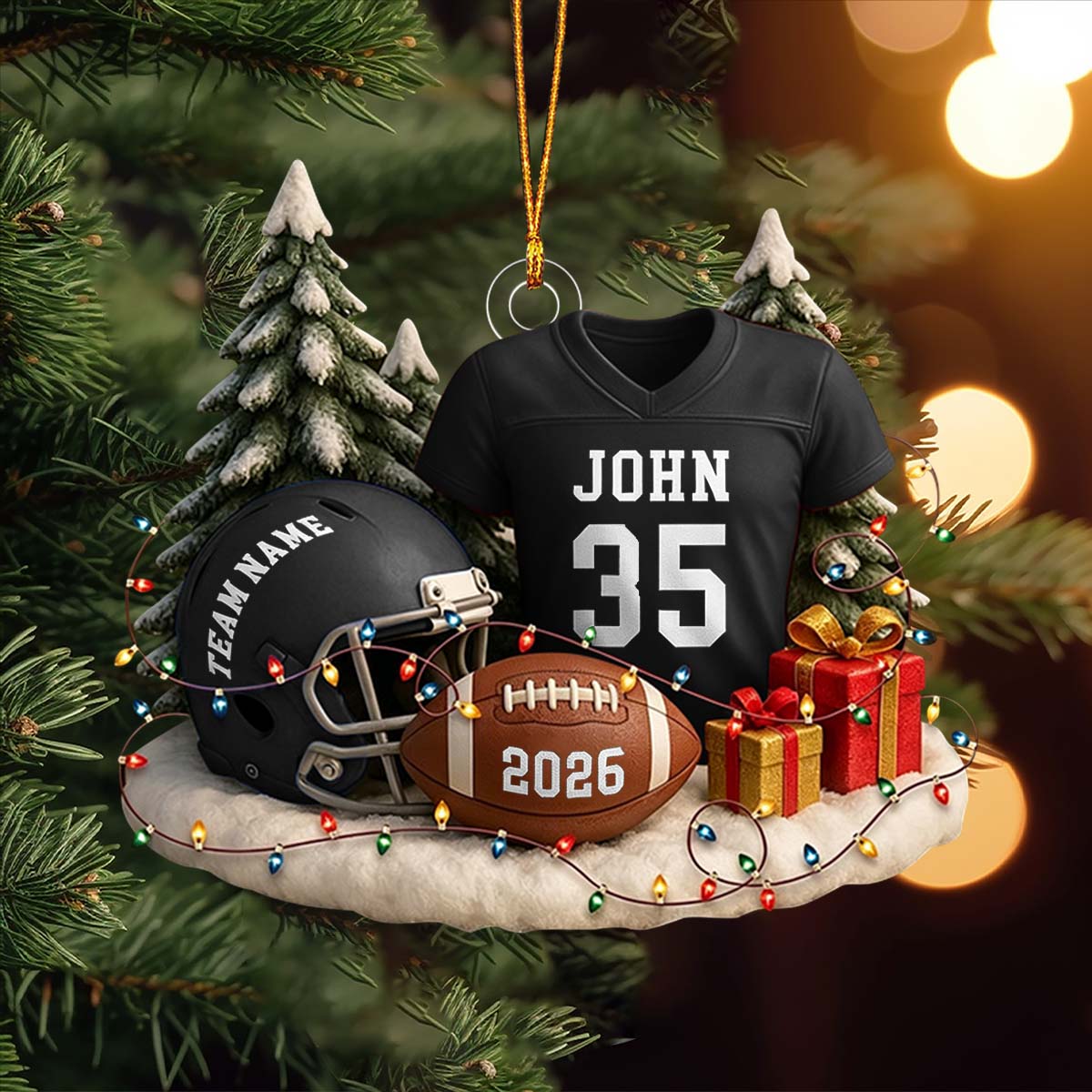 Personalized Football Ornament 2026，Custom Jersey &amp; Helmet Keepsake