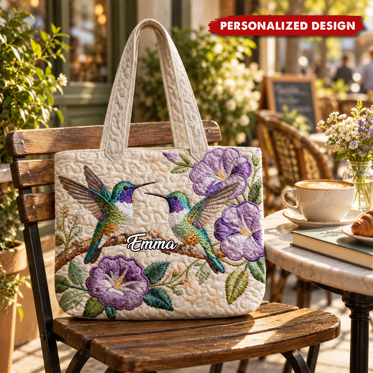 Personalized Hummingbird Handbag, Hummingbird Lover Bag Gift