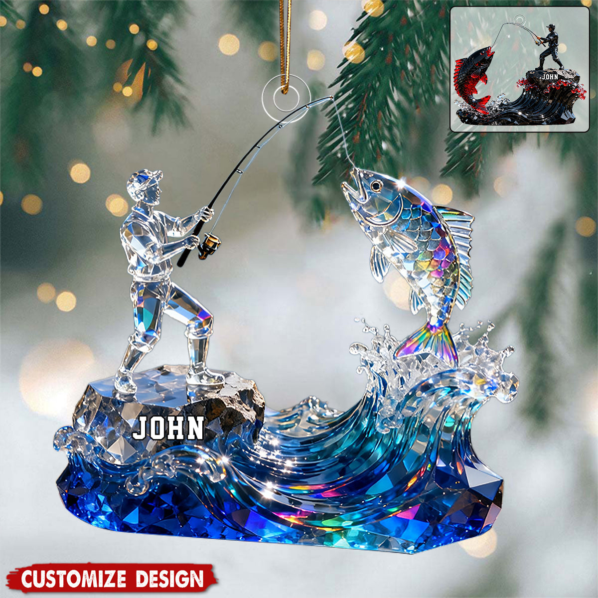 Personalized fishing themed ornaments