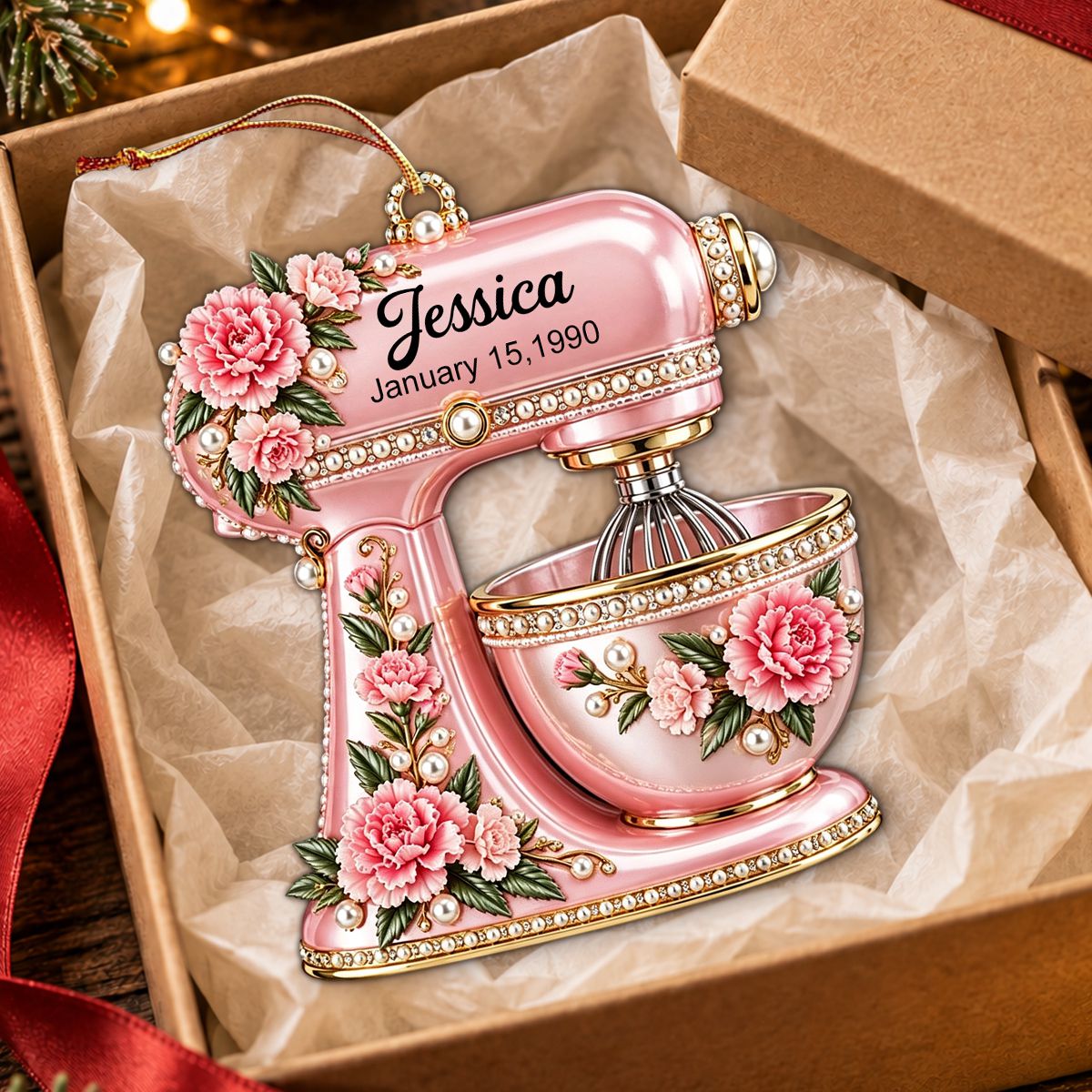 Birth Month Flower Baking Mixer Ornament - Personalized Christmas Gifts For Baking Lovers
