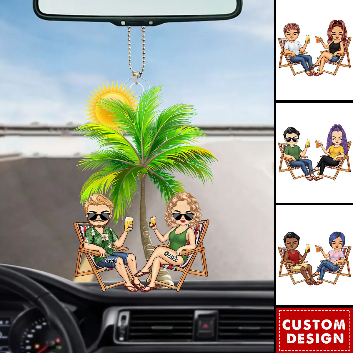 Beach Just Another Day - Personalized Acrylic Ornament - Gift For Couples